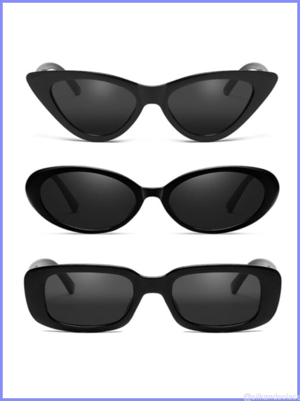 3 Pack Women's Sunglasses Set Rectangle Oval Cat Eye UV400